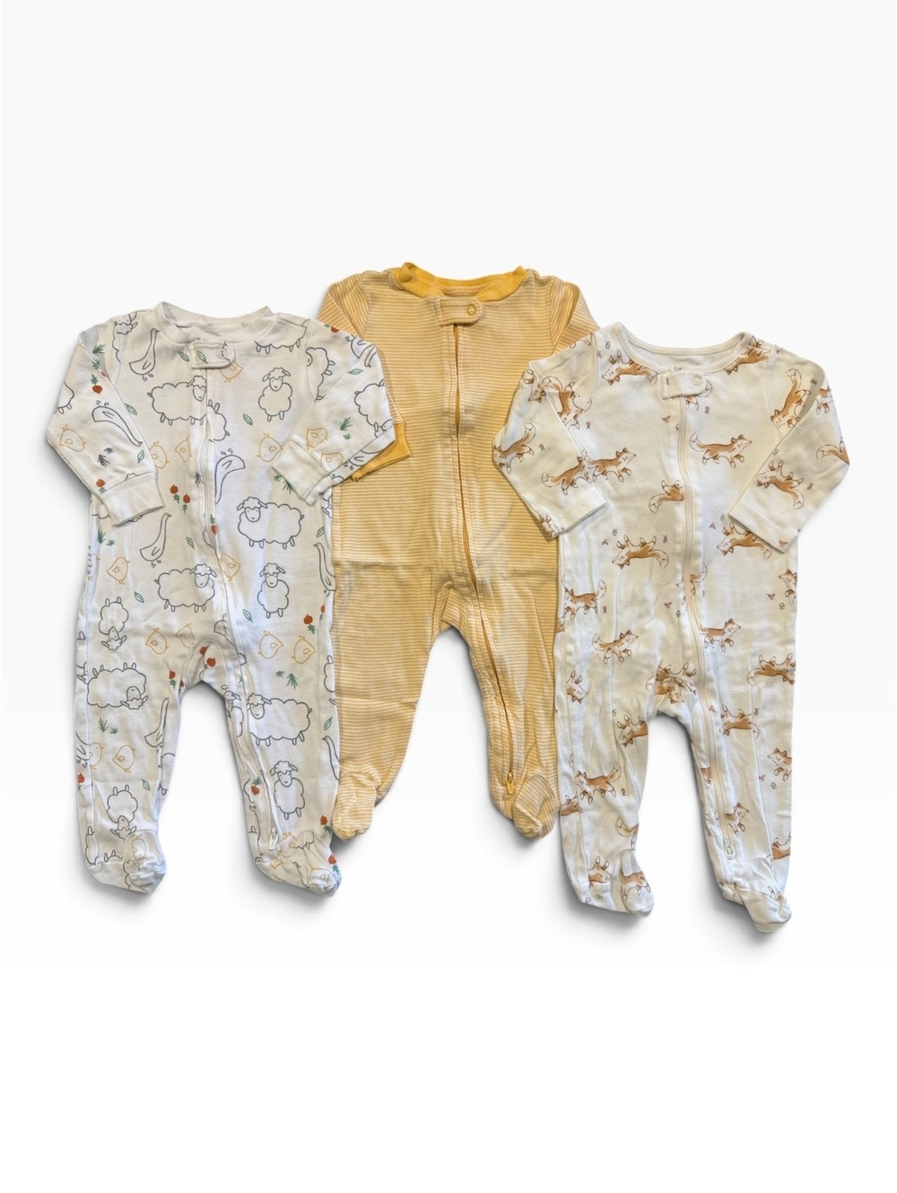 Carter's Baby Footed Pajamas Sleepers 9M Set of 3 - Animal and Solid Prints